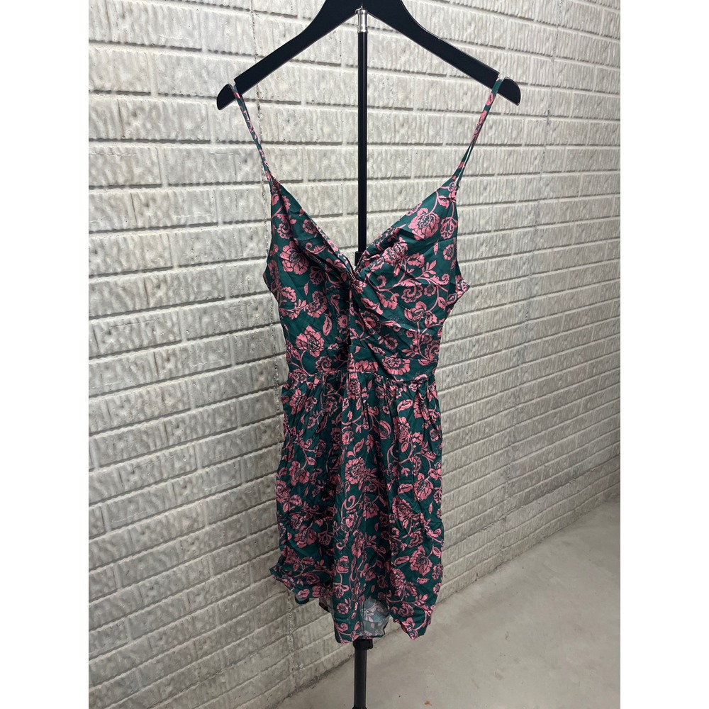 Cupshe Floral Mini Dress Teal Green Pink Cutout‎ Back Tie Summer CAA05A4B121RD M